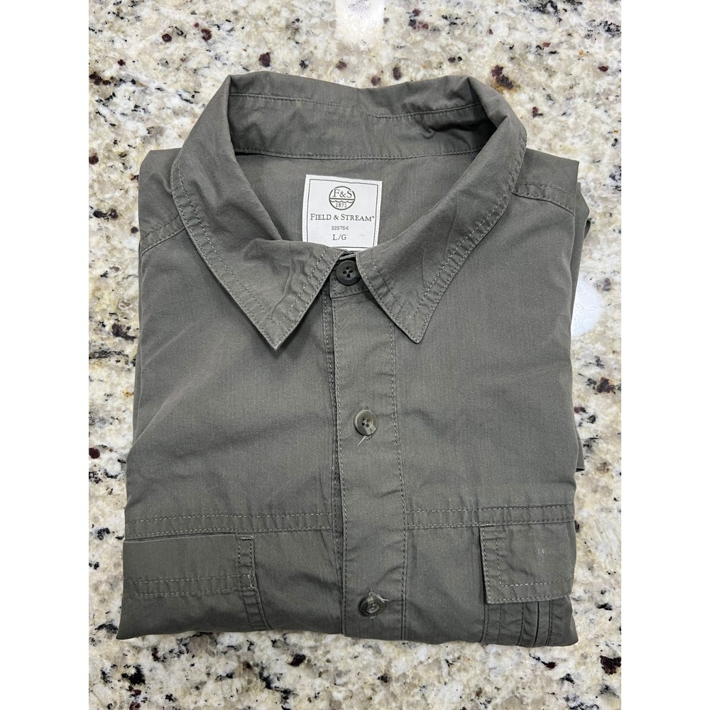 Field & Stream Mens Short Sleeve Button Down Utility Shirt Olive Green Large - Picture 3 of 10